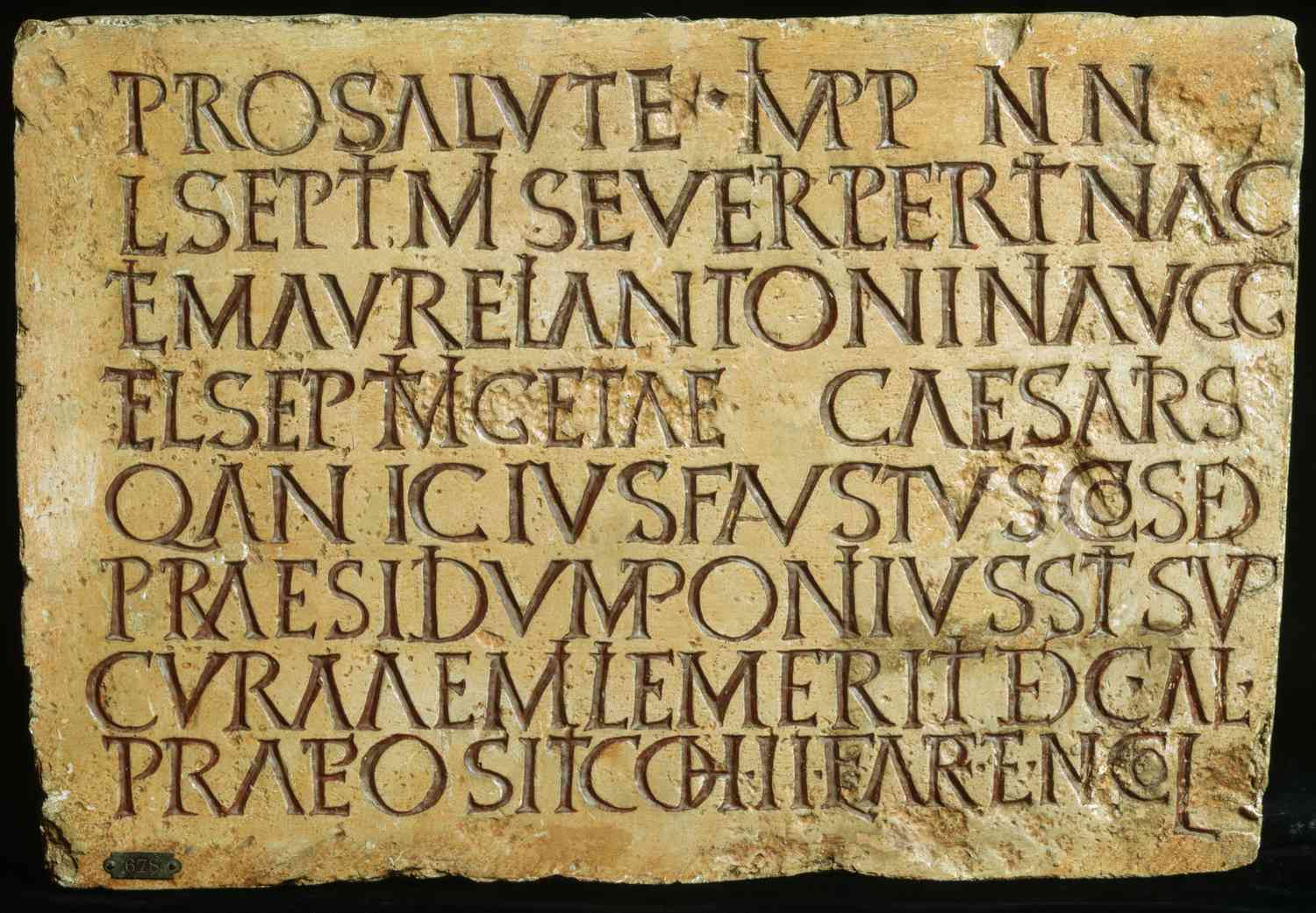Ancient Roman stone inscription with Latin text